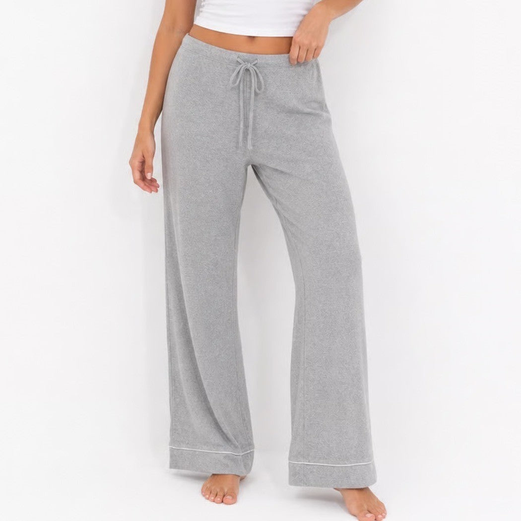 State of Day Intimates Mens Medium Gray Ribbed Modal Wide Leg Pajama Pants
