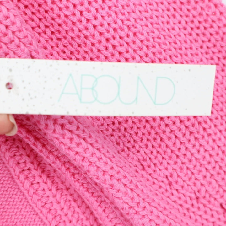 Abound Sweater Women Medium Aurora Pink Cable Knit Cotton Side Slit High Low Hem