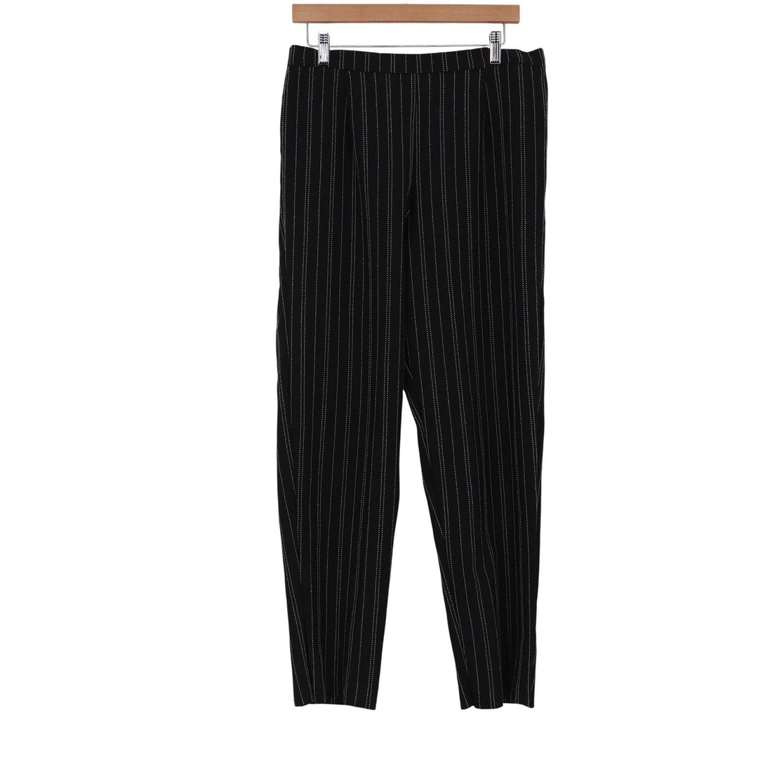 R&K Petite Black Pinstripe Tapered Dress Pants Trousers 16P Style