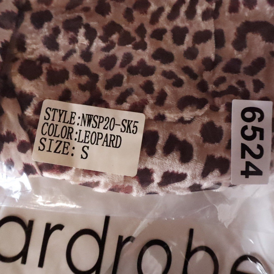 Naked Wardrobe Leopard Print Mini Skirt Draped Ruffle Brown Tan Small