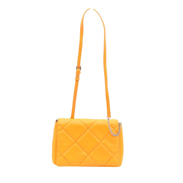 A New Day Orange Quilted Crossbody Bag Silver Chain Detail Adjustable Strap