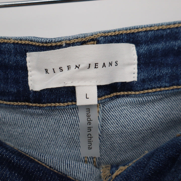 Risen Jeans Womens Blue Combo Two Tone Button Fly Denim Shorts Size L 8