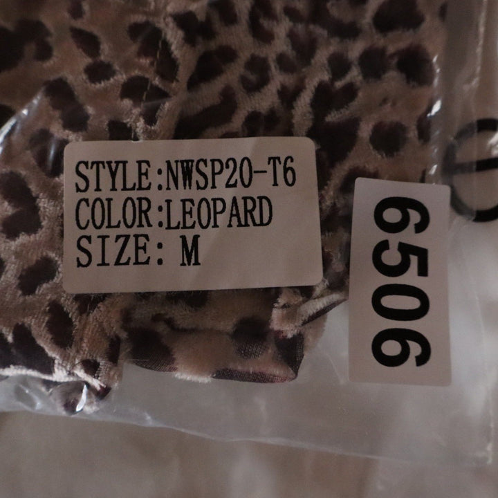 Naked Wardrobe Leopard Print Long Sleeve Crop Top Small Sweetheart Knot