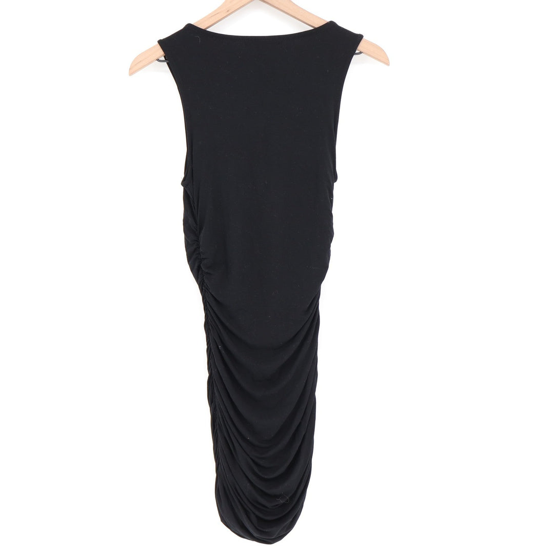 Forever 21 Black Ruched Bodycon Dress Chest Cutout Sleeveless Medium