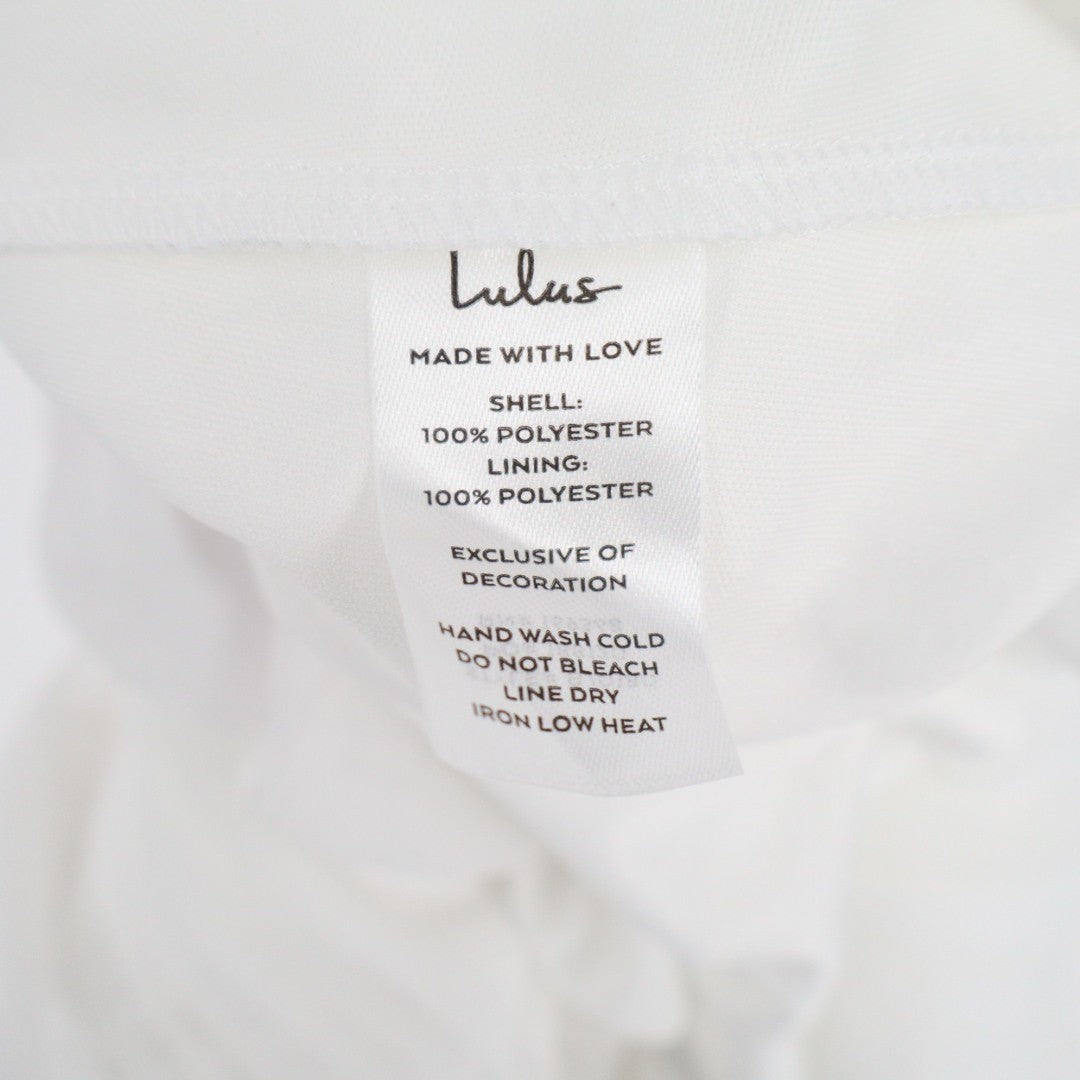 Lulus Marcelyn Maxi Dress Womens XL White Pleated V-Neck Cold-Shoulder Back Zip