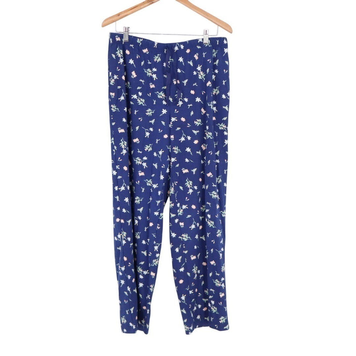 Charter Club Intimates Pajama Pants Womens Medium Navy Blue Ditsy Floral Print