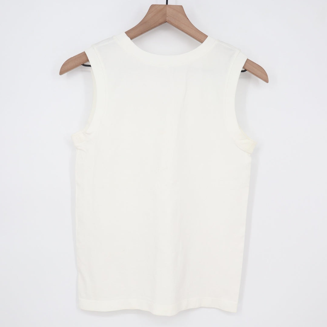 Performance Tank Top Womens White Ribbed Yoga Running Crew Neck Pullover