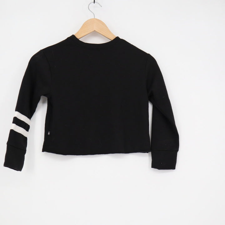 Pixielane Malibu Cropped Sweatshirt Girls 5 Black Spellout Graphic Print Stretch