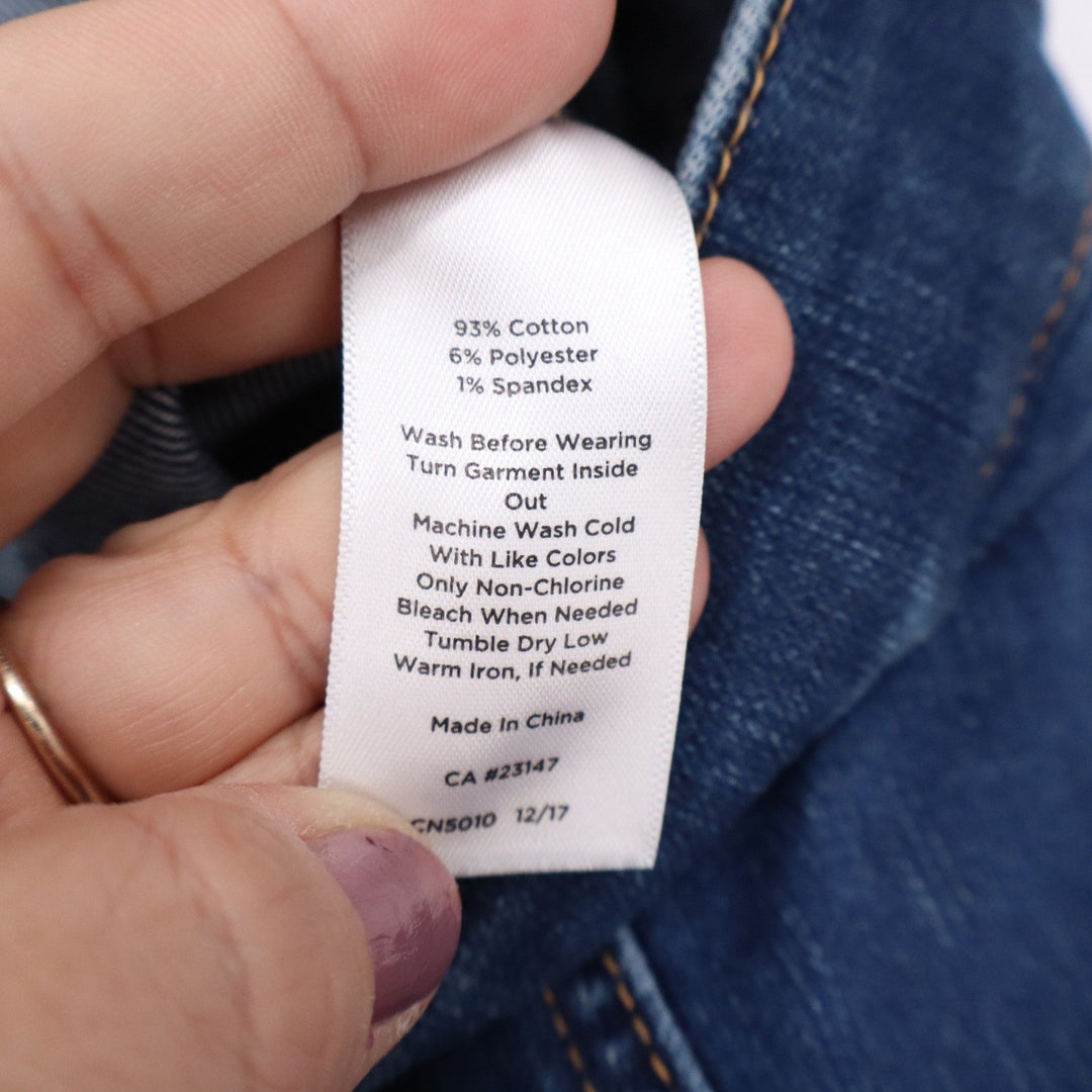 Talbots Dark Wash Denim Mini Skirt Side Zip Stretch Size 12