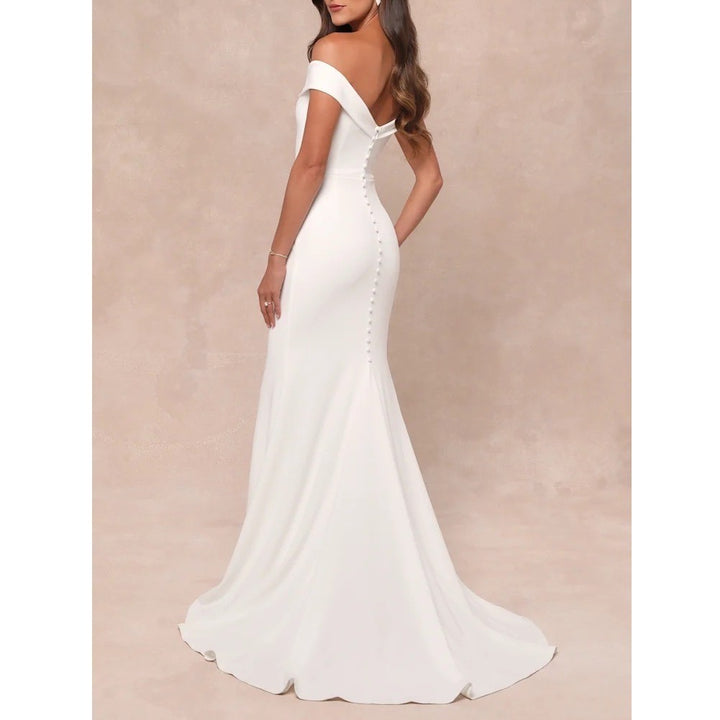 Lulus Arienne Dress Womens XL White Stretch Off-the-Shoulder Mermaid Back Zip