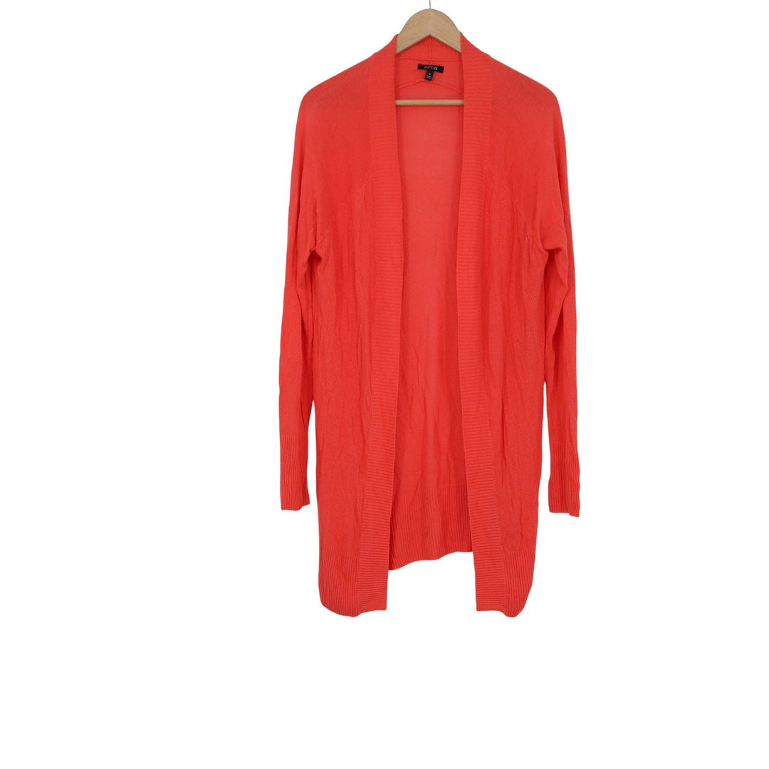 Apt 9 Womens Coral Orange Rayon Open Front Longline Cardigan Sweater Size M