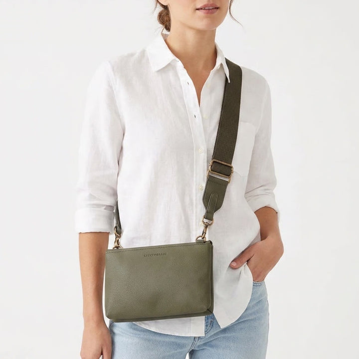 Lucky Brand Crossbody Gift Set Womens Handbag Olive Green Adjustable Strap Bag