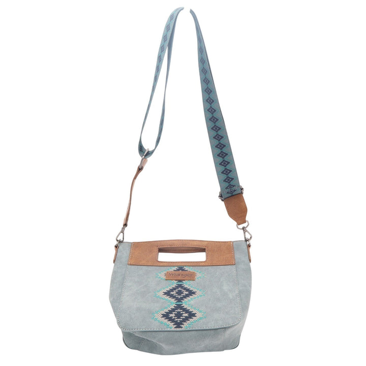 Wrangler Aztec Womens Handbag Gray Suede Pockets Adjustable Strap Crossbody Bag
