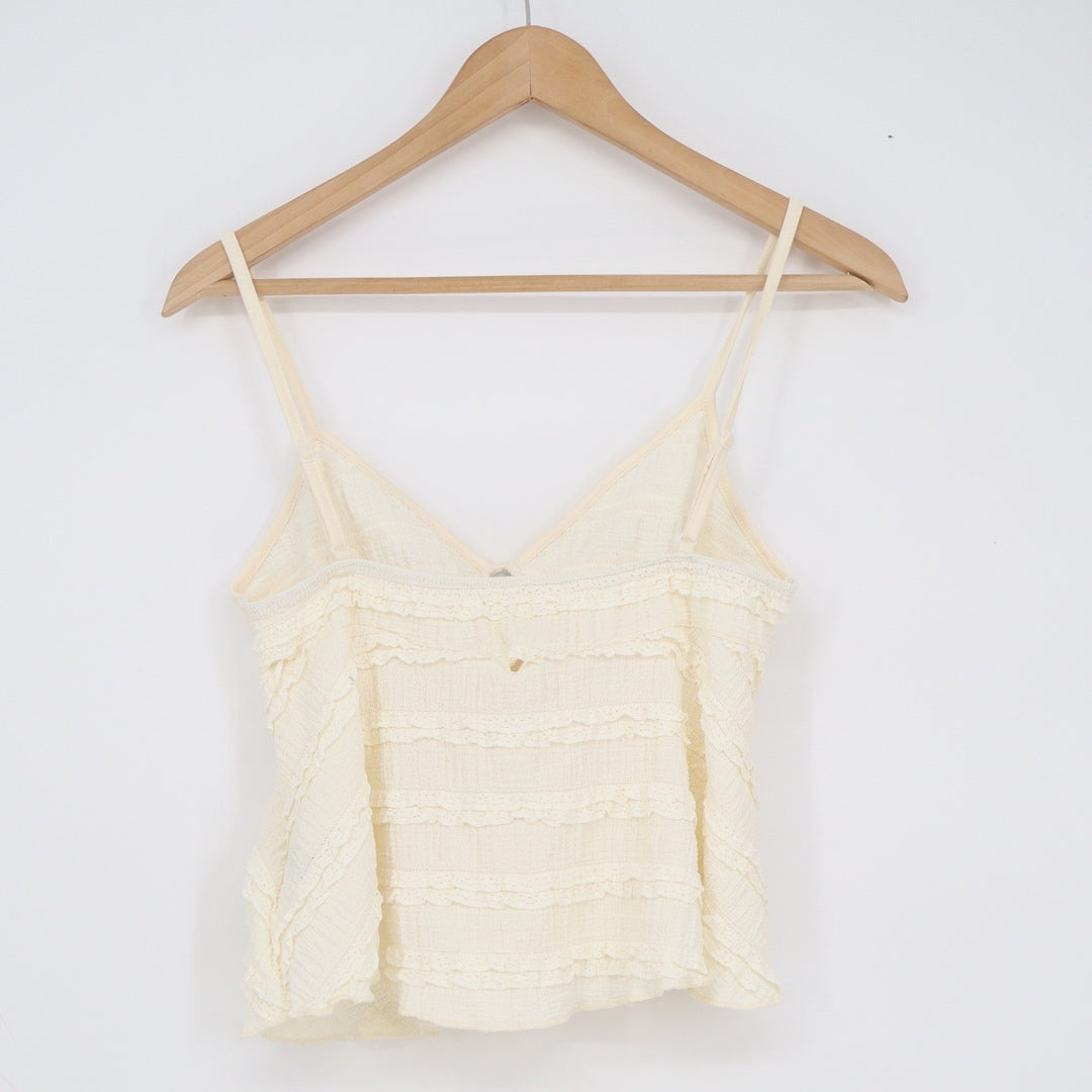 SHEIN Cream Ruffle Lace Tiered Mini Skirt and Cami Top Two Piece Set Size M