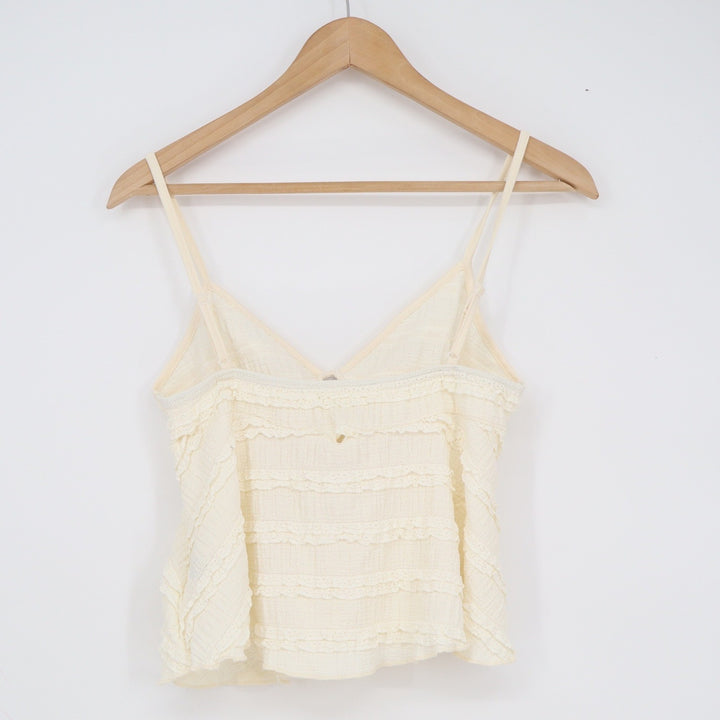 SHEIN Cream Ruffle Lace Tiered Mini Skirt and Cami Top Two Piece Set Size M