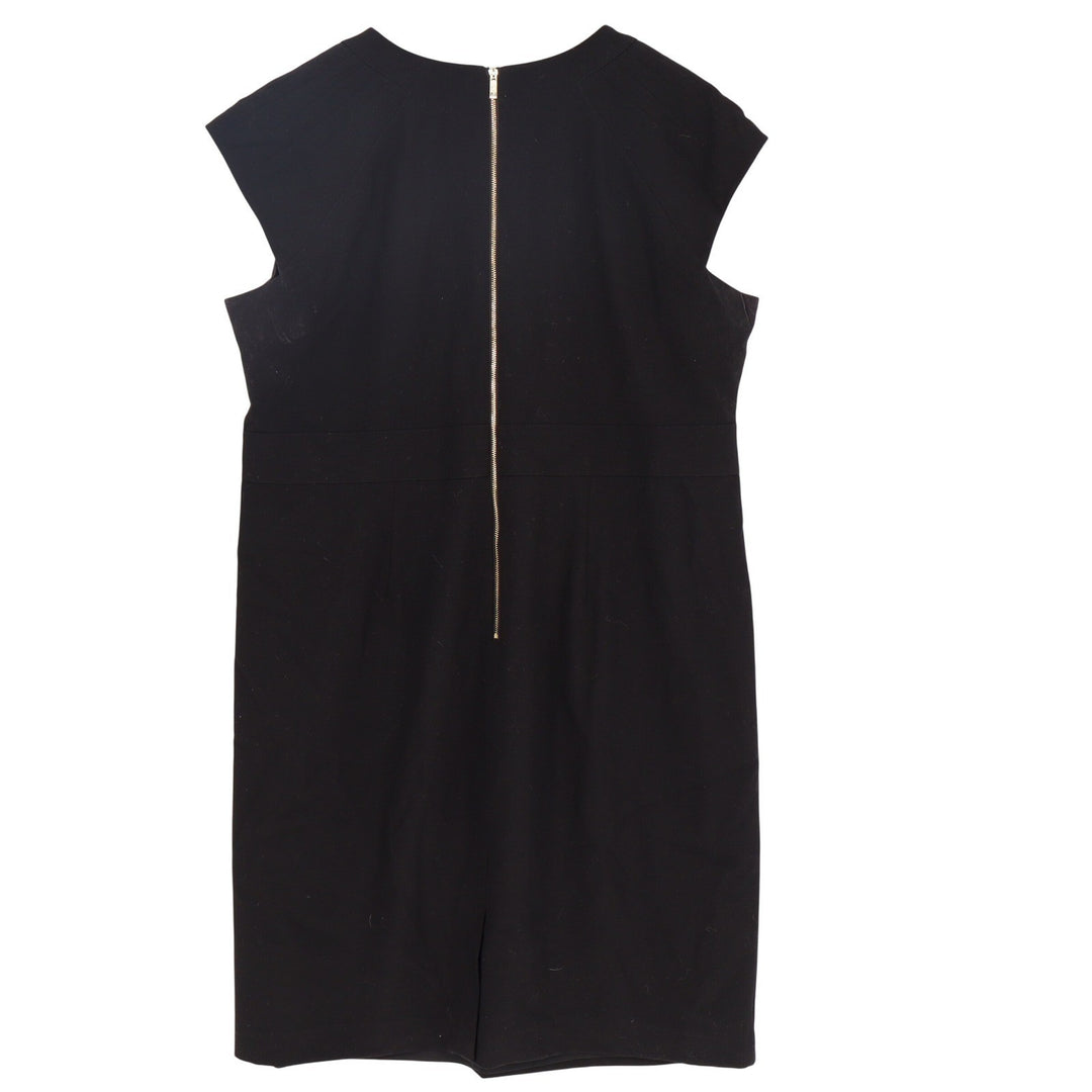 Calvin Klein Mens Black V-Neck Cap Sleeve Belted Sheath Dress 18W