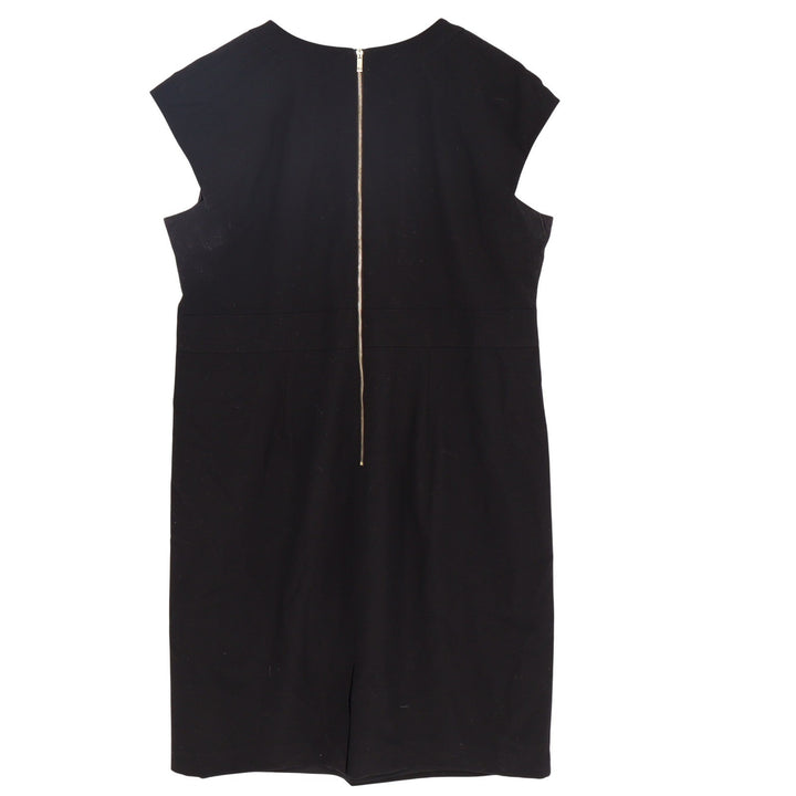 Calvin Klein Mens Black V-Neck Cap Sleeve Belted Sheath Dress 18W