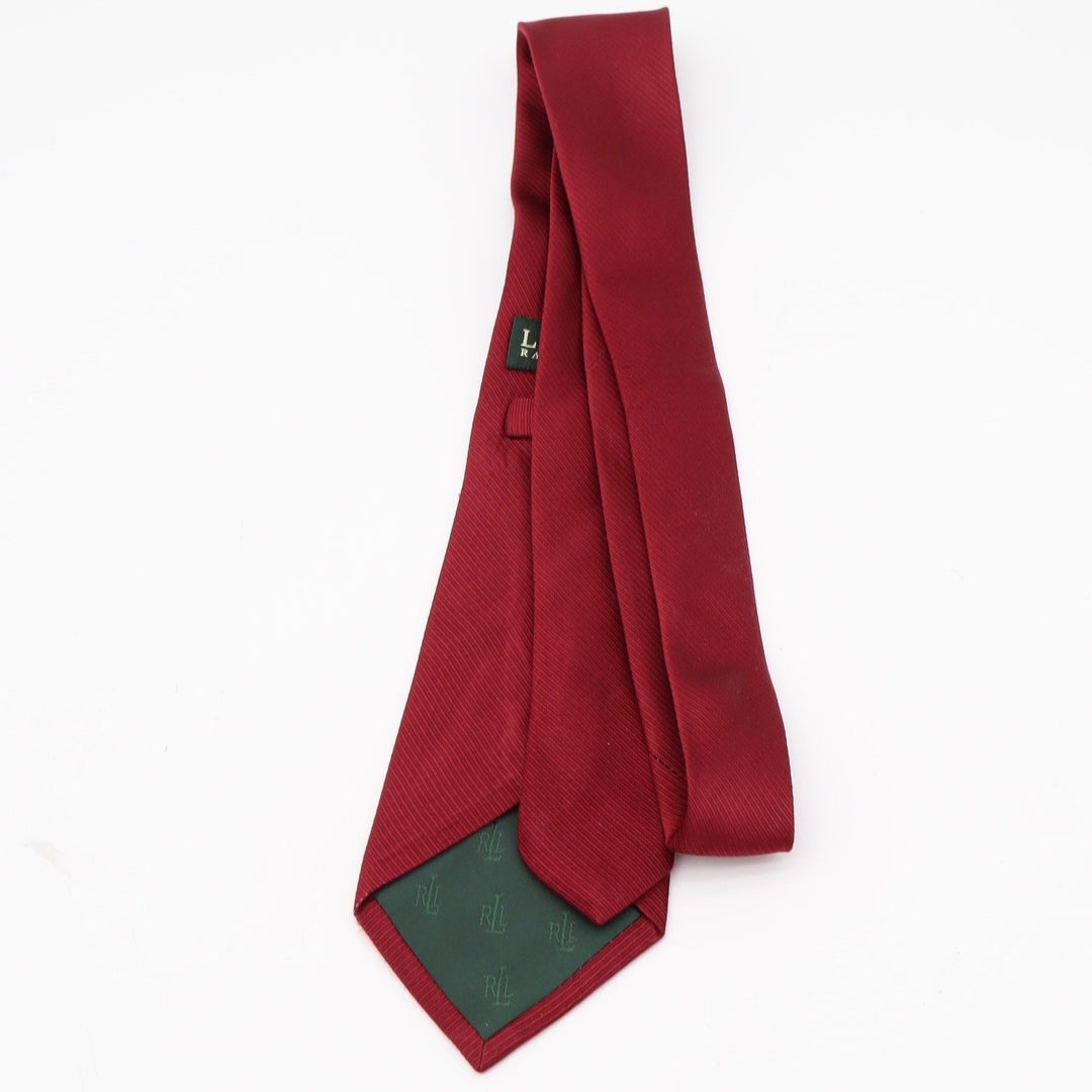Lauren Ralph Lauren Necktie Mens OS Classic Burgundy Red Ribbed Silk Excellent