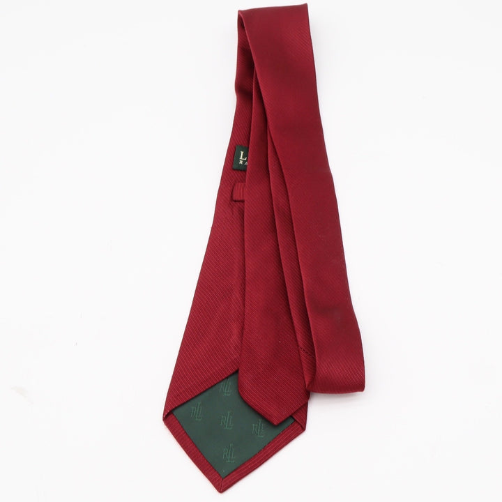 Lauren Ralph Lauren Necktie Mens OS Classic Burgundy Red Ribbed Silk Excellent