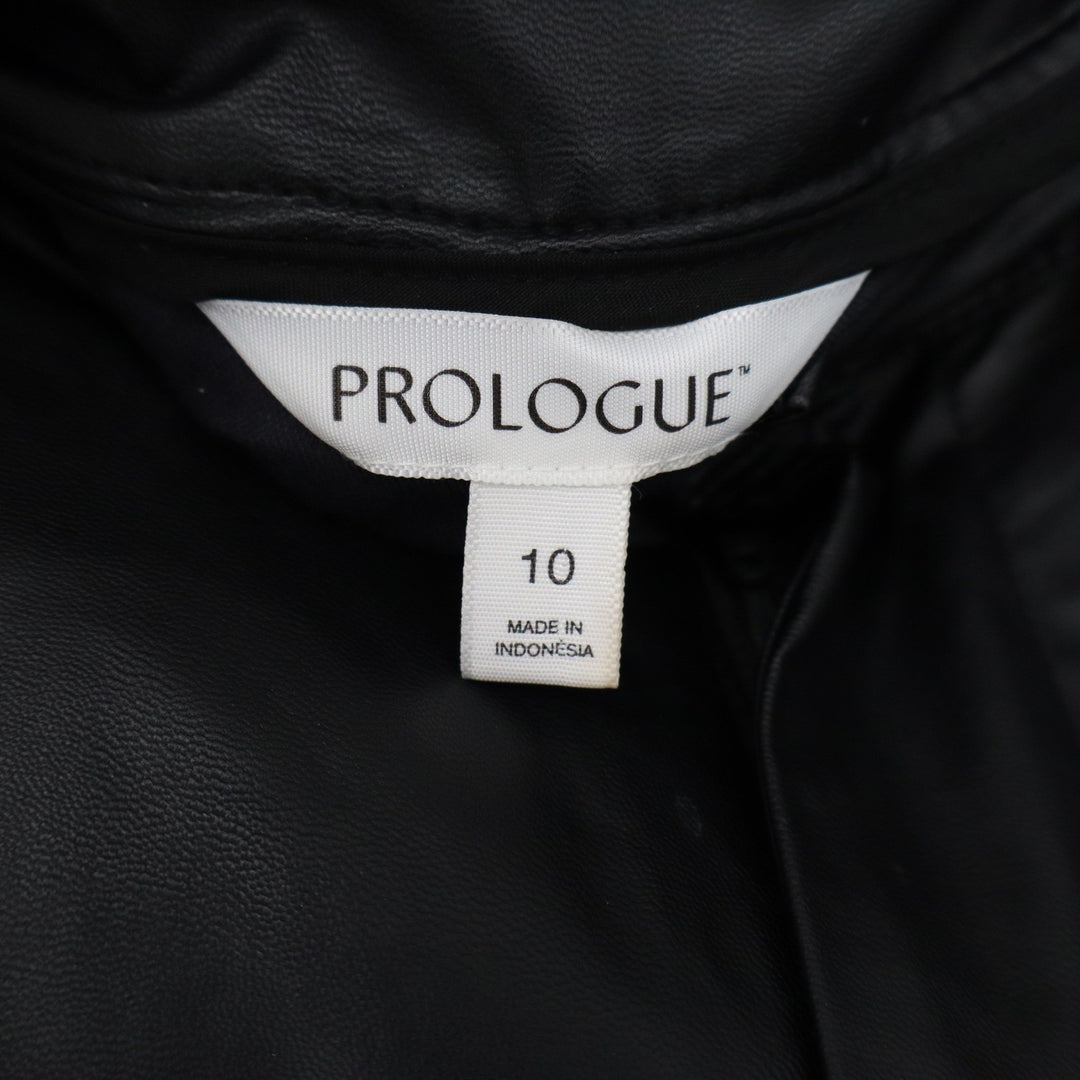 Prologue Black Faux Leather Pleated Tapered Trousers Size 10 High Rise