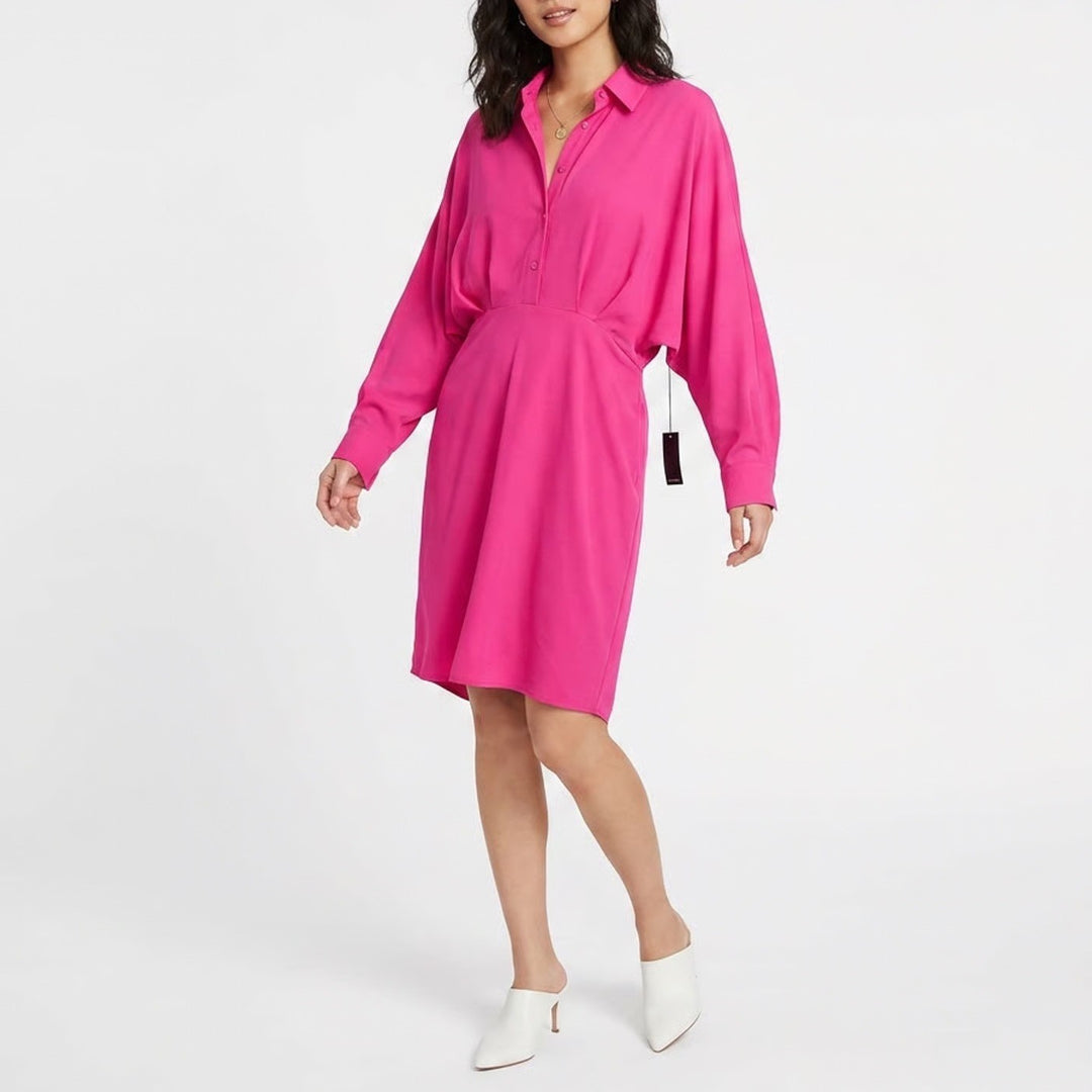 Express Portofino Shirt Dress Pink Long Sleeve Button Front Mini Dress M
