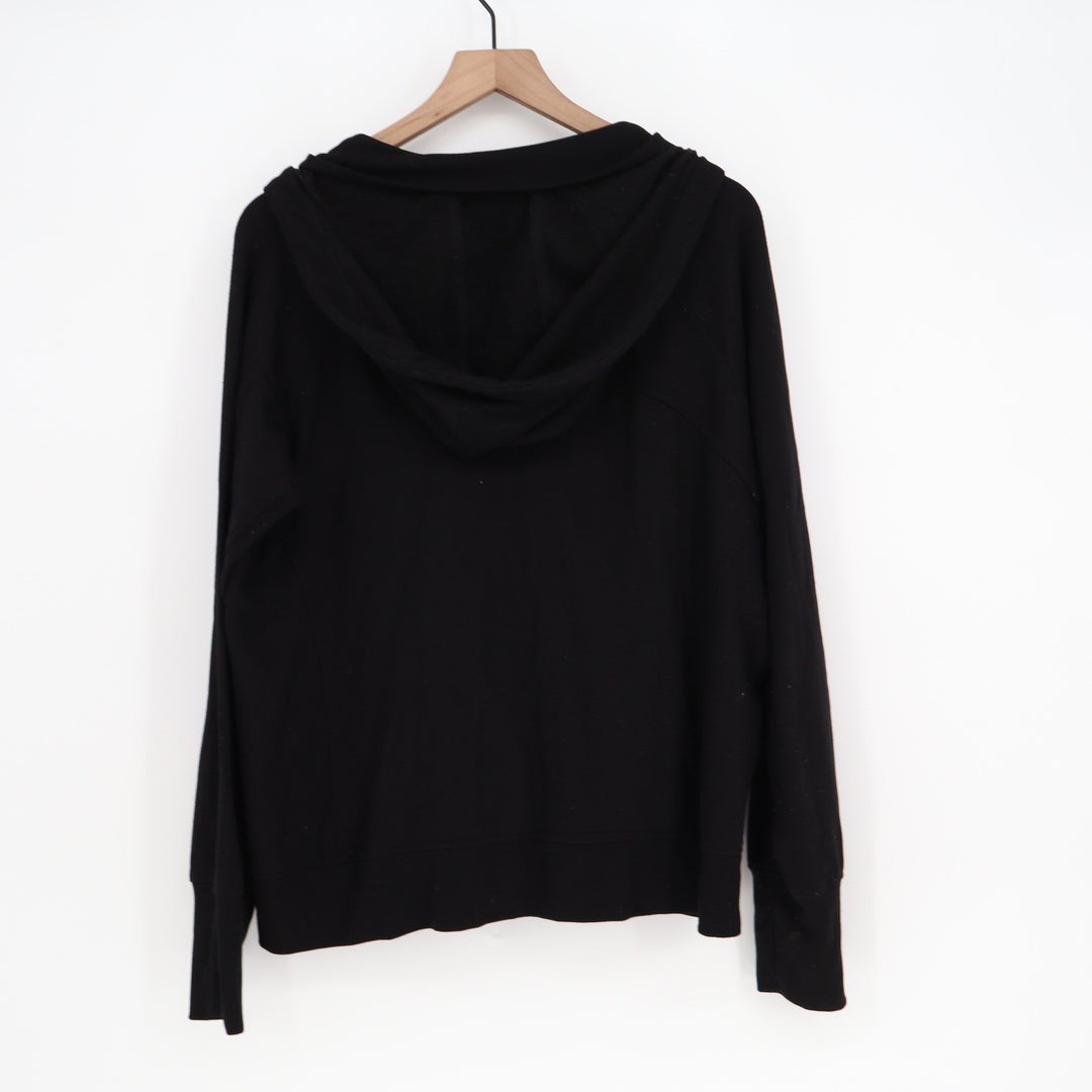 Danskin Womens Black Full Zip Hoodie Sweatshirt Thumbholes XL