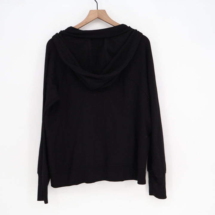 Danskin Womens Black Full Zip Hoodie Sweatshirt Thumbholes XL