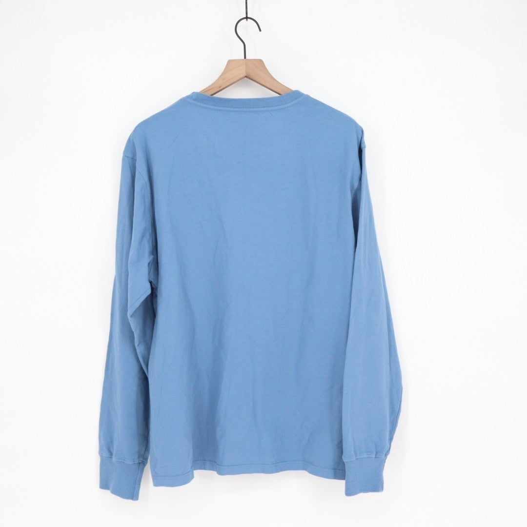 American Giant T-Shirt Mens XL Blue Cotton Crew Neck Long Sleeve Front Pocket