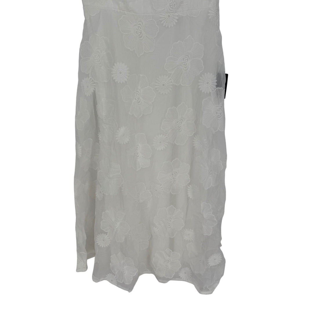 Lulus Sweetest Behavior White Embroidered Puff Sleeve Midi Dress Size S