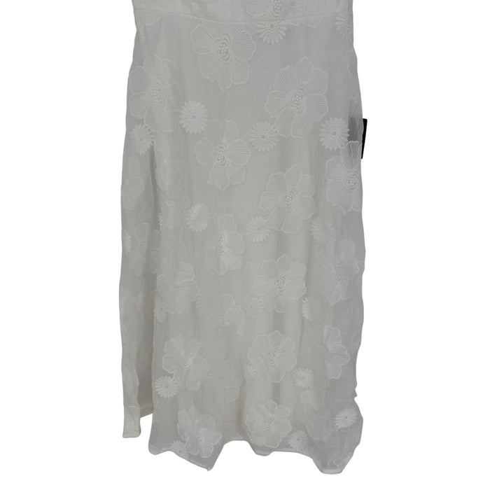 Lulus Sweetest Behavior White Embroidered Puff Sleeve Midi Dress Size S