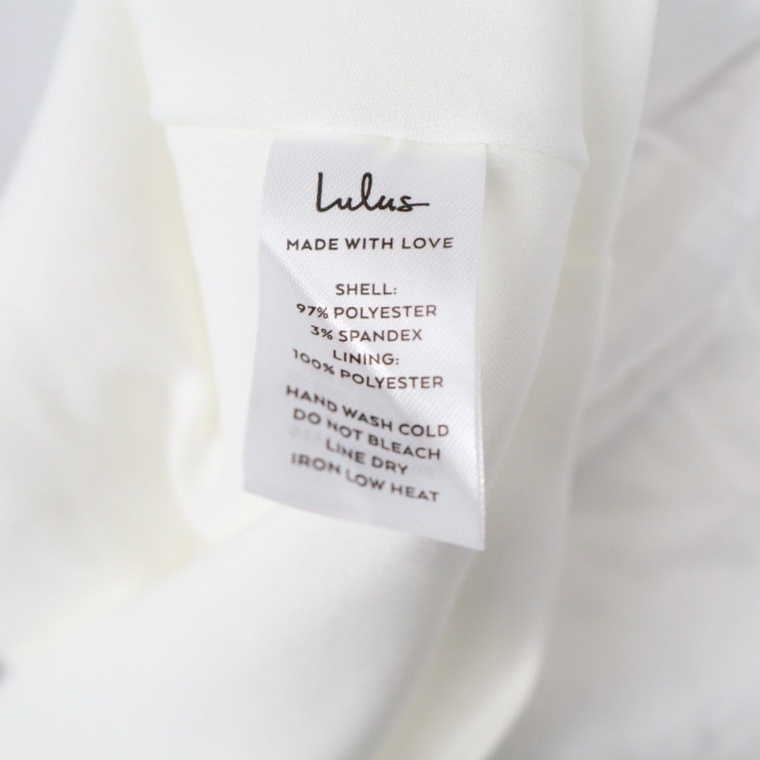 Lulus Effortlessly Sensational Maxi Dress Womens L White Satin Backless Back Zip
