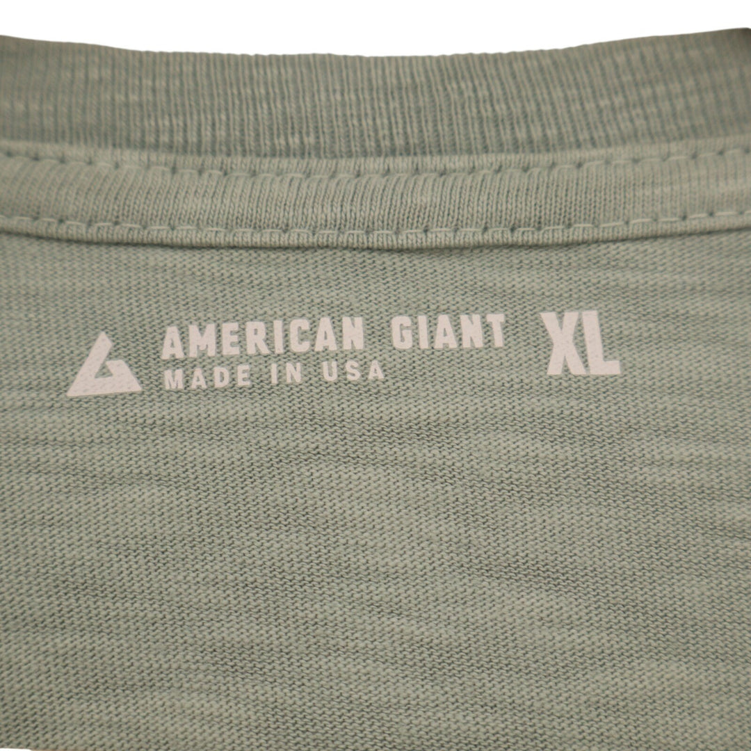 American Giant Premium Slub T-Shirt Mens XL Green Milieu Crew Neck Short Sleeve