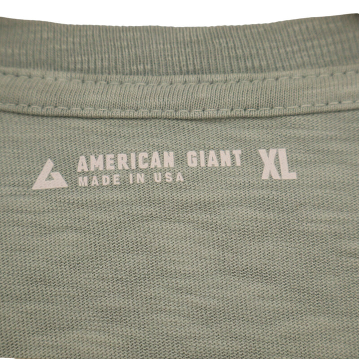 American Giant Premium Slub T-Shirt Mens XL Green Milieu Crew Neck Short Sleeve