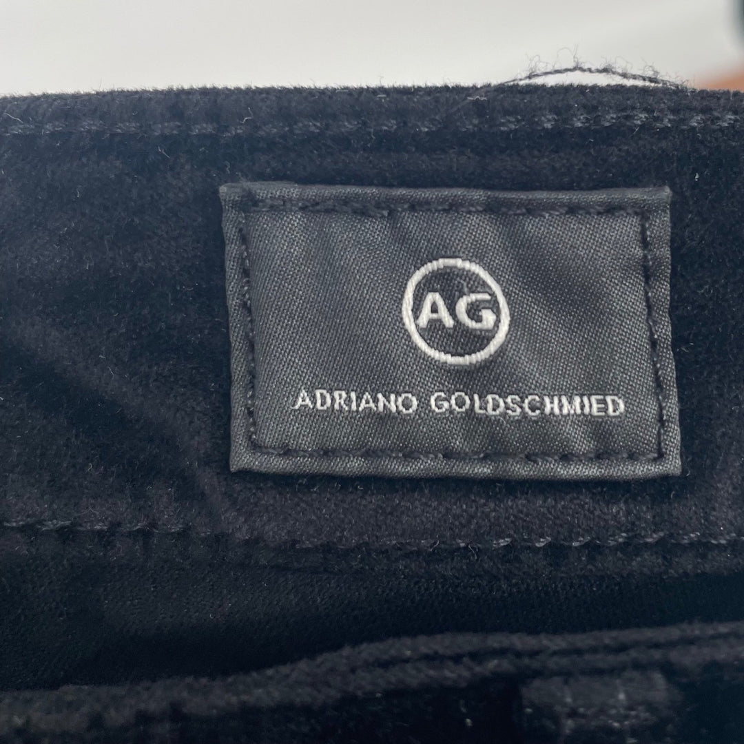 AG Adriano Goldschmied The Farrah Skinny High Rise Black Velvet Pants Size 27