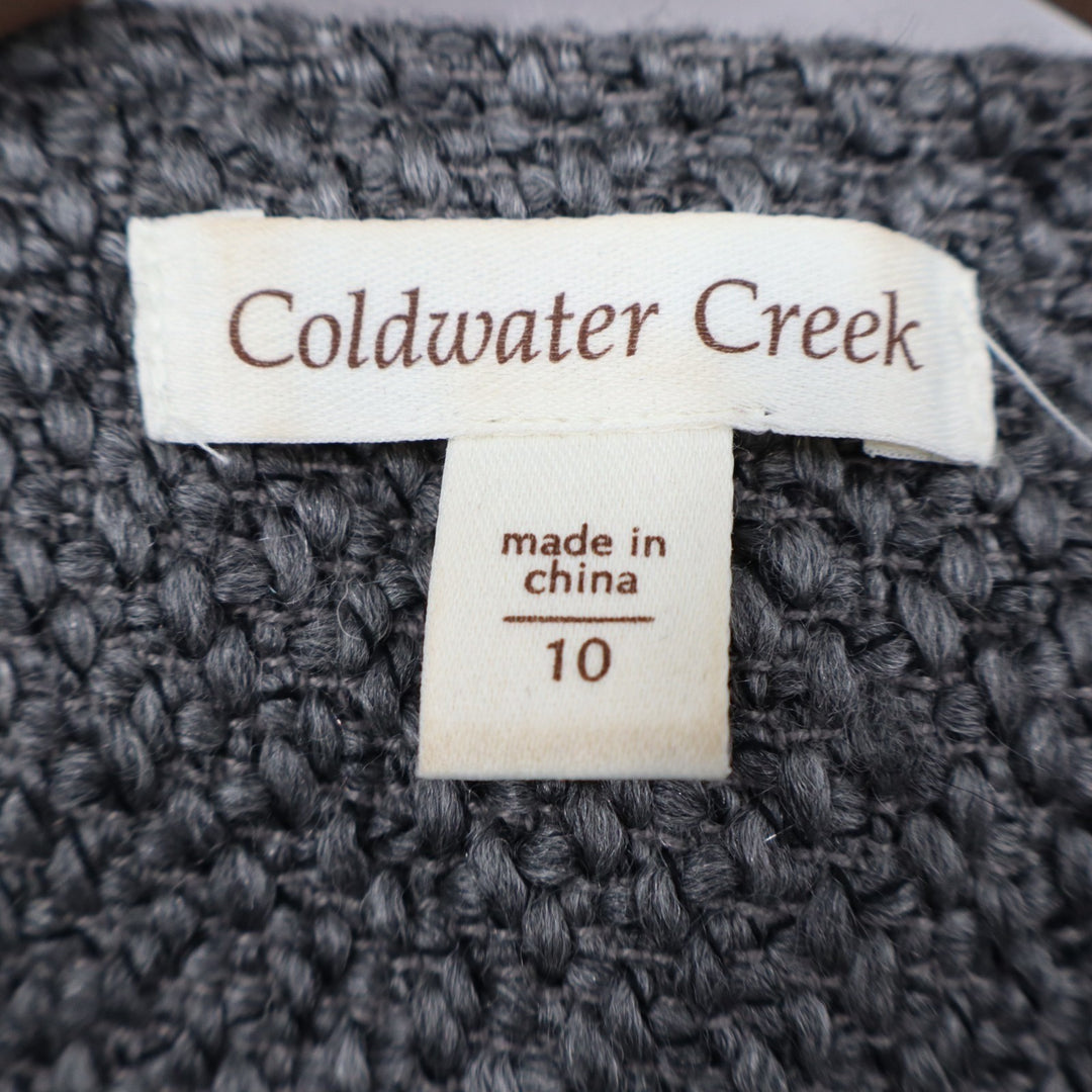 Coldwater Creek Blazer Jacket Women's 10 Gray Tweed Button Front 3/4 Sleeve