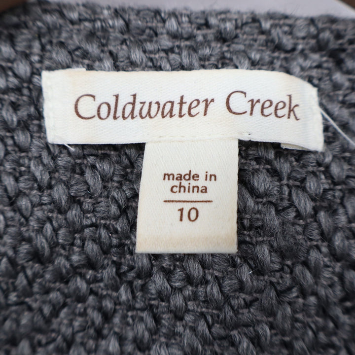 Coldwater Creek Blazer Jacket Women's 10 Gray Tweed Button Front 3/4 Sleeve
