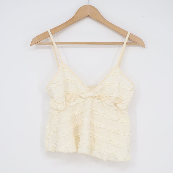 SHEIN Cream Ruffle Lace Tiered Mini Skirt and Cami Top Two Piece Set Size M