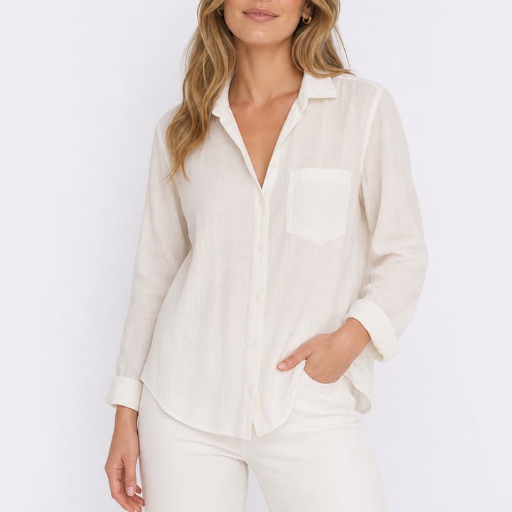 Beachlunchlounge White Cotton Windowpane Button Down Shirt Large