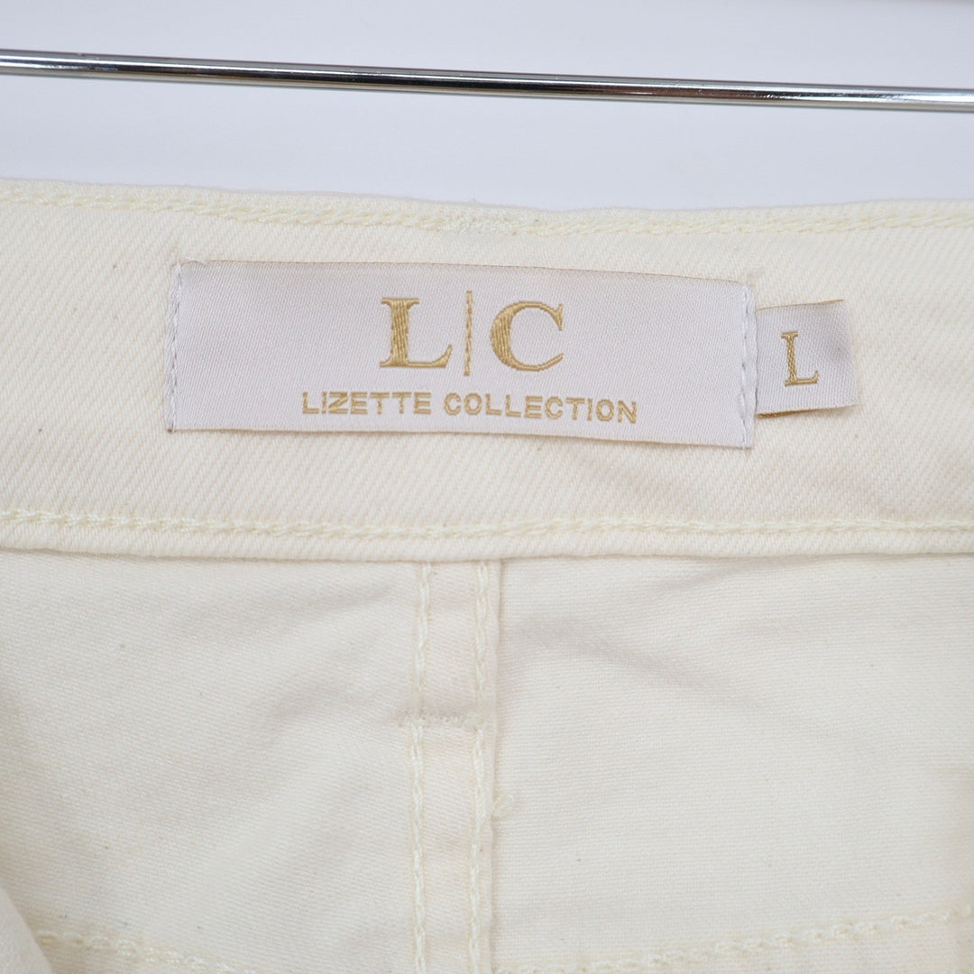 Lizette Collection Pant Set Women's L Off White Wide Leg Vest NEW