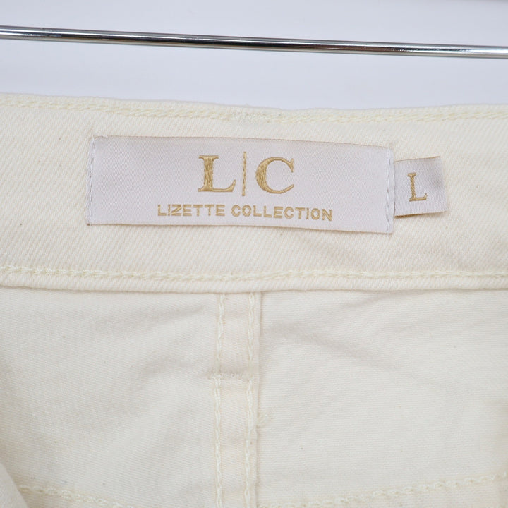 Lizette Collection Pant Set Women's L Off White Wide Leg Vest NEW