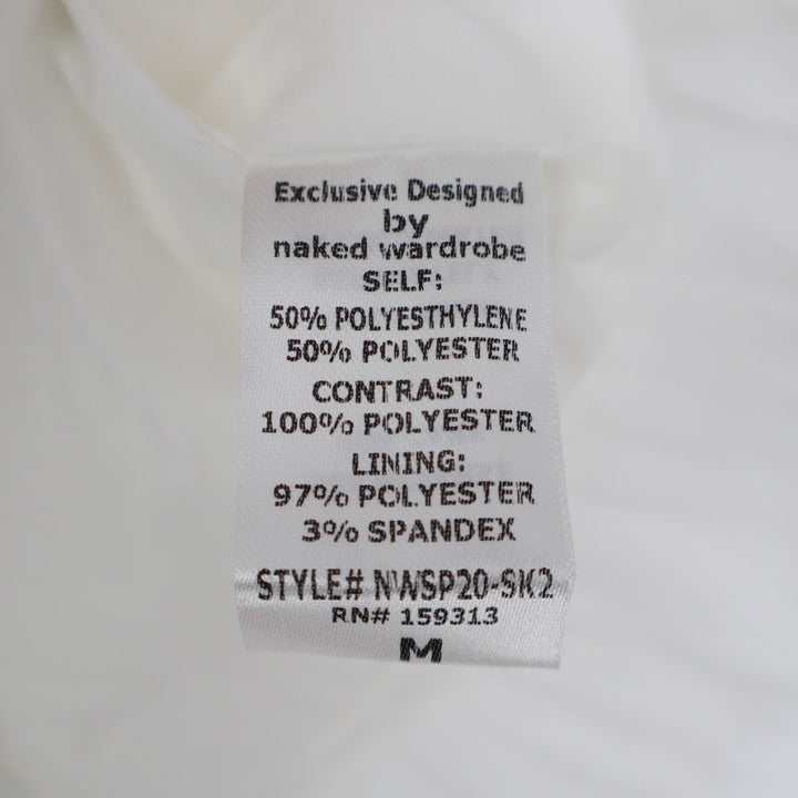 Naked Wardrobe White Sequin Floral Mini Skirt Pleated Ruffle Hem