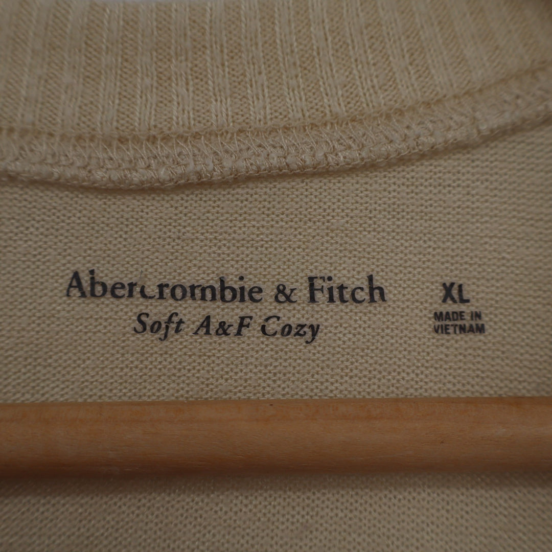Abercrombie & Fitch Cozy Henley Shirt Womens XL Light Beige Stretch Long Sleeve
