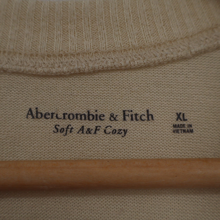 Abercrombie & Fitch Cozy Henley Shirt Womens XL Light Beige Stretch Long Sleeve