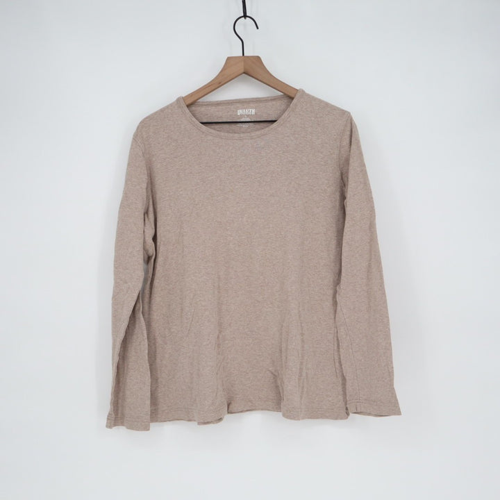 Duluth Trading T-Shirt Womens L Beige Knit Cotton Crew Neck Long Sleeve Pullover