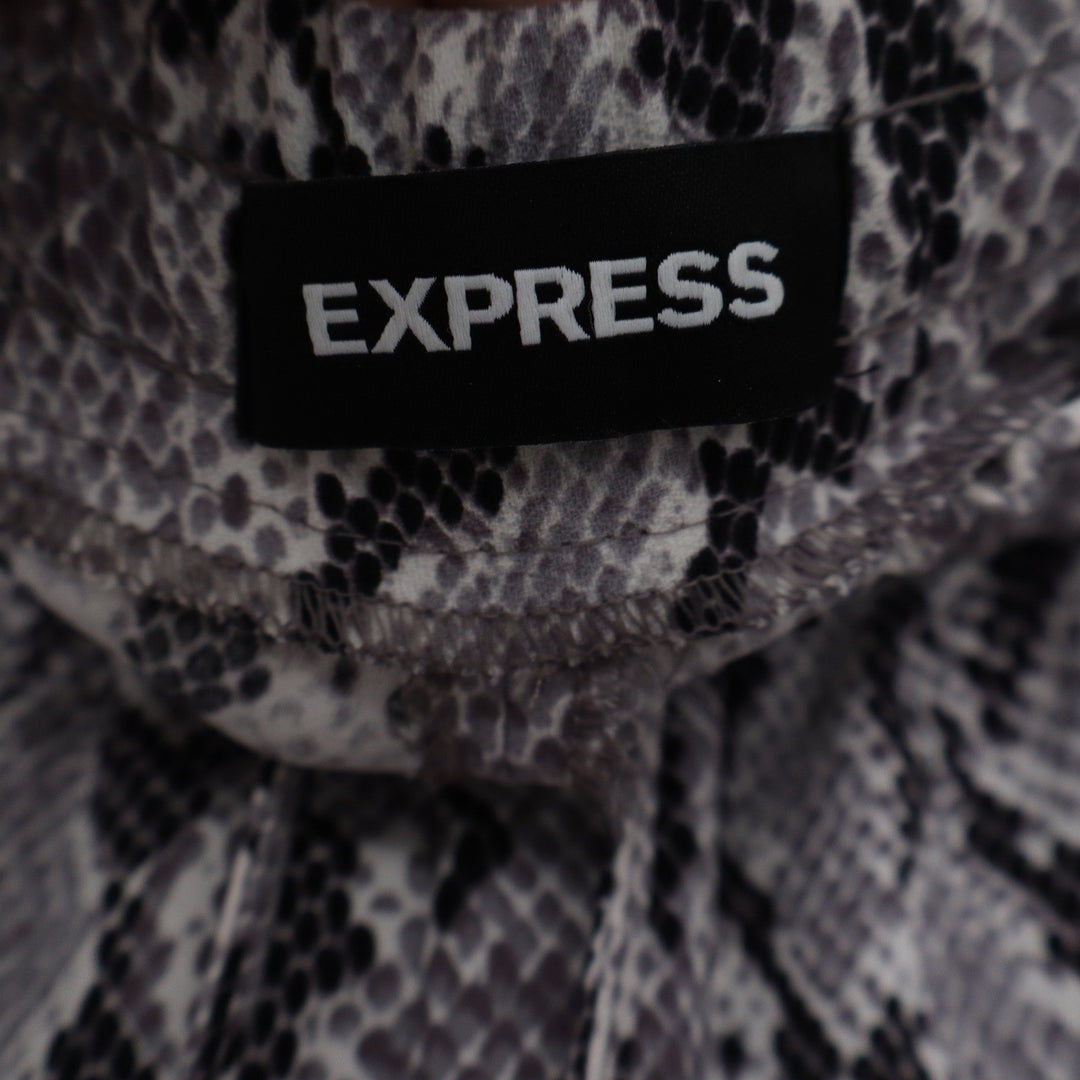 Express Womens Grey Snakeskin High Rise Ankle Pants Size M Animal Print Tapered