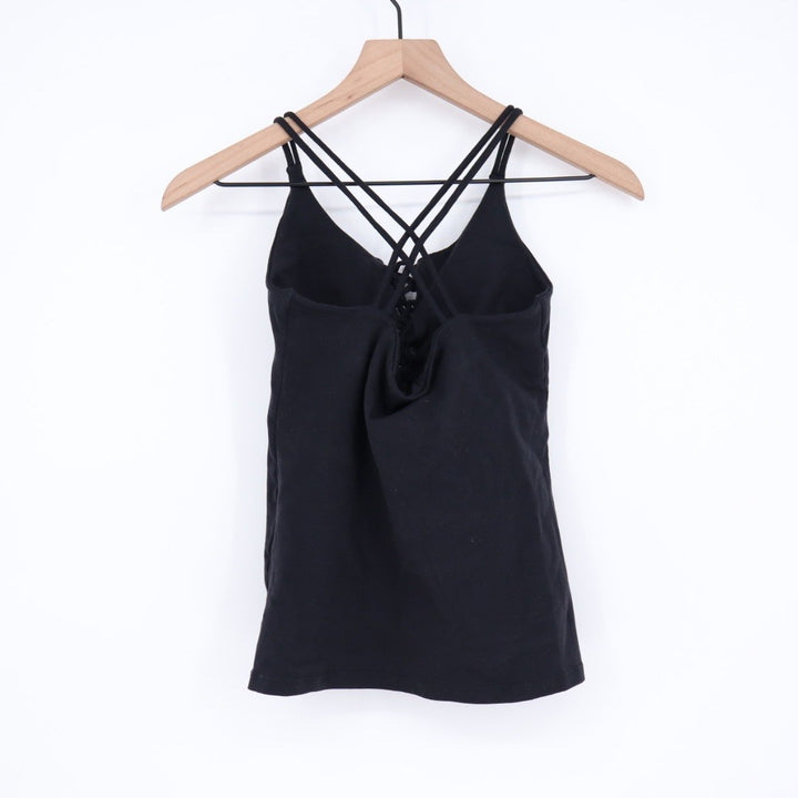 Equilibrium Activewear Black Lace Up Criss Cross Strap Tank Top Size M