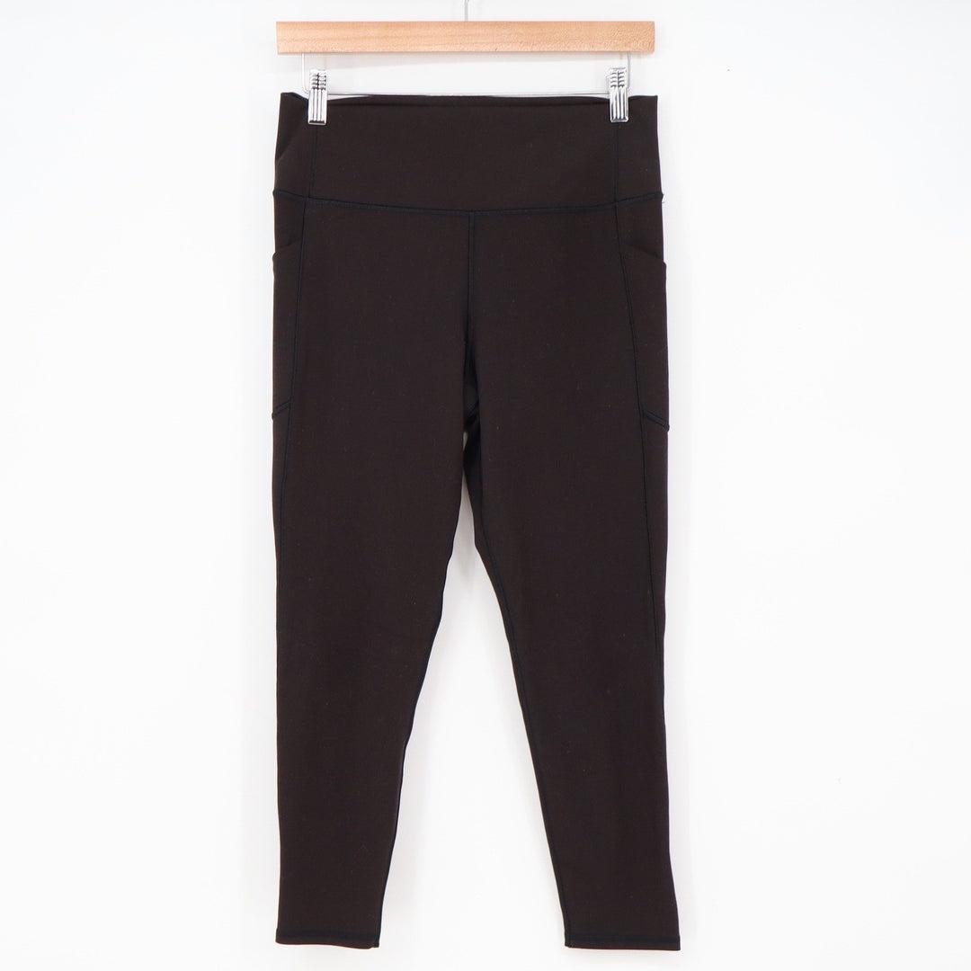 GapFit Legging Women's L PowerMove High Rise Ankle Black Pockets Athletic