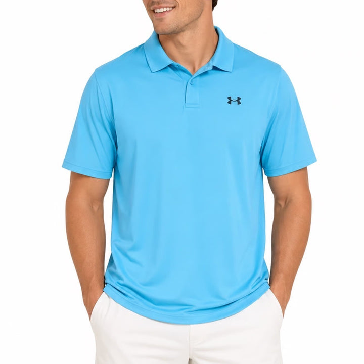 Under Armour The Performance Polo Shirt Mens 3XL Aqua Blue Stretch Short Sleeve