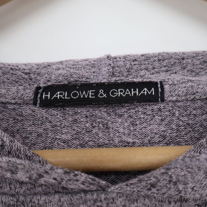 Harlowe & Graham Womens Medium Purple Grey Marled Knit Pullover Hoodie