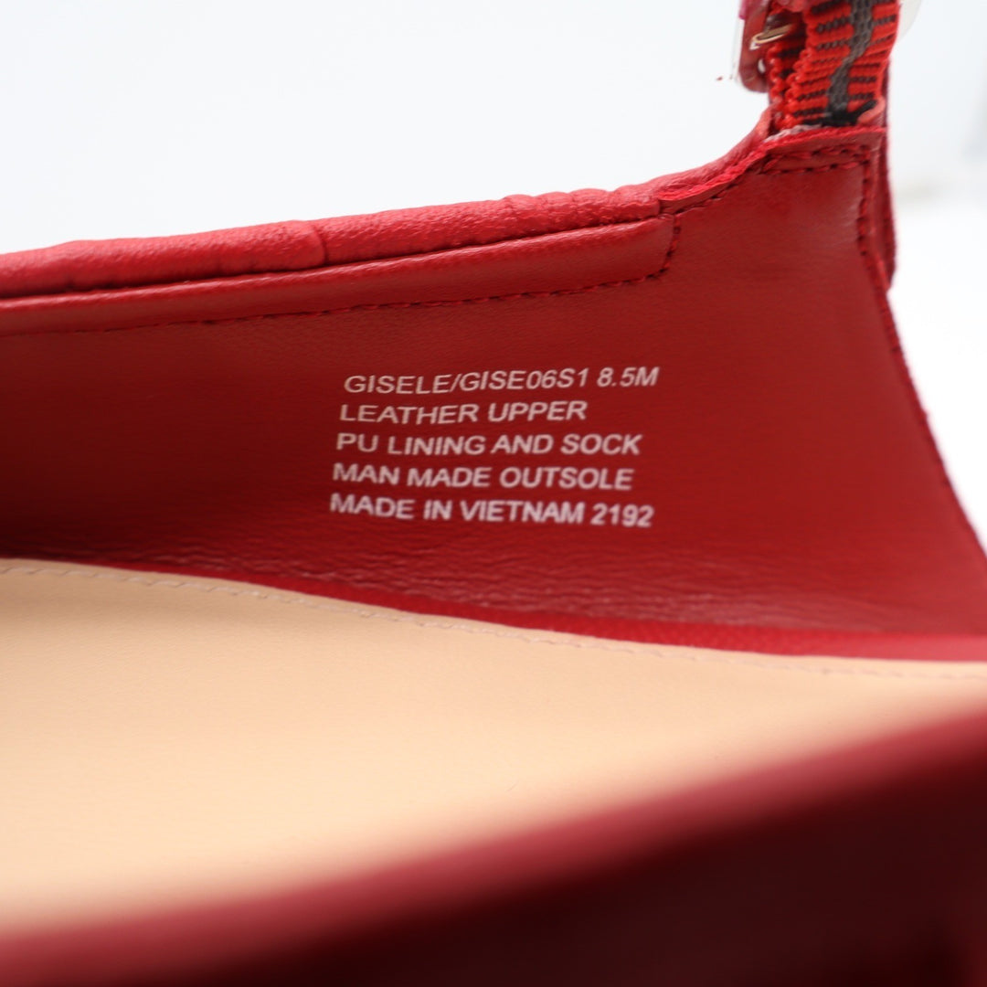 Steve Madden Gisele Red Leather Ruched Mary Jane Flat Mules Womens 8.5M